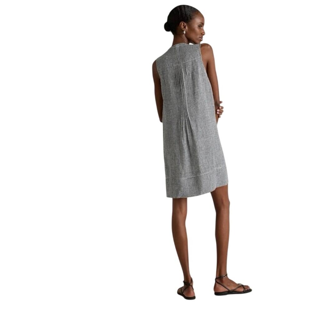 Quince Sleeveless Gingham Swing Dress 100% Linen - Picture 2 of 7
